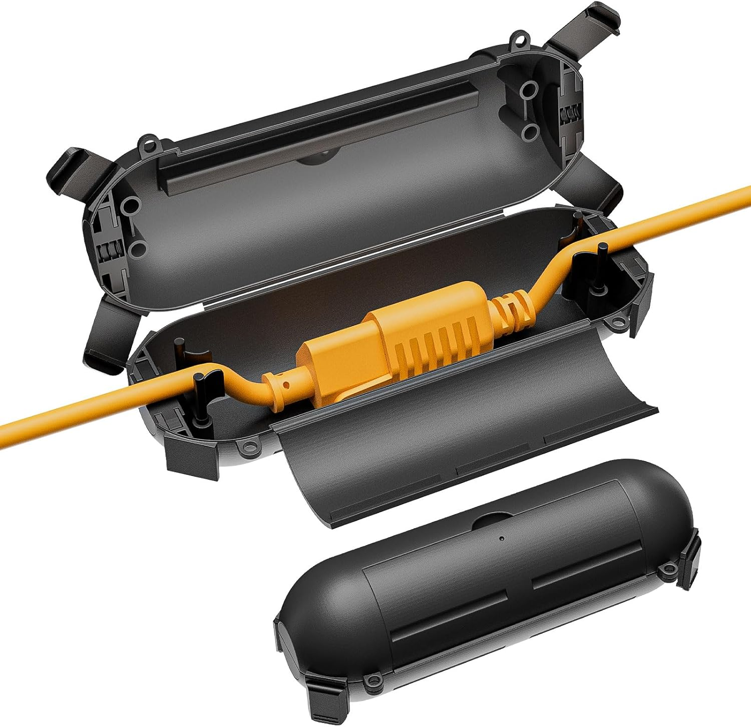 2 Pack Outdoor Extension Cord Cover Waterproof - Weatherproof Electrical Connection Box for Outdoor Outlet, Plug, Socket, Christmas Holiday Decoration, Power Tool, Black