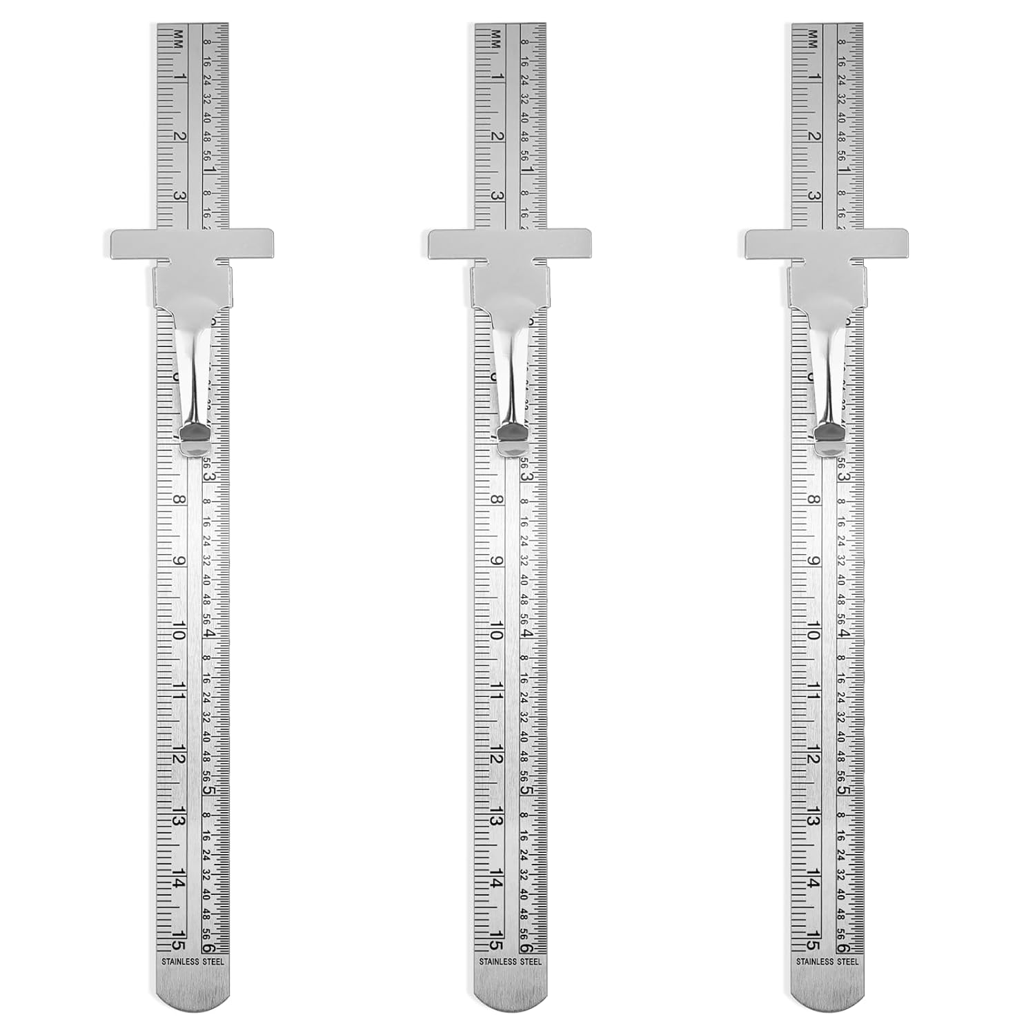 3 Pack 6 Inch Pocket Ruler Metric Stainless Steel Pocket Rulers Machinist Ruler Millimeter Rulers 6