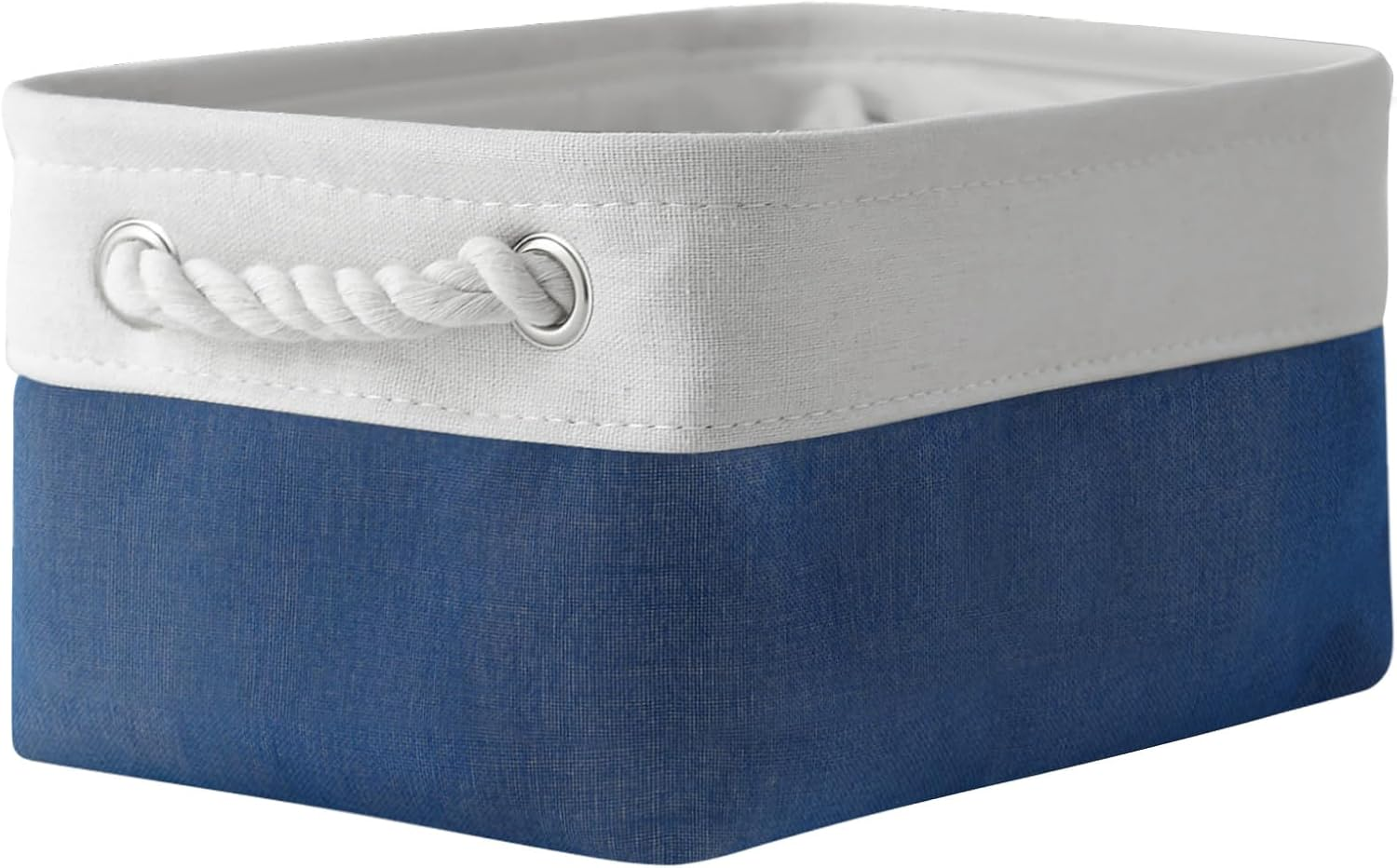 Storage Bins for Shelves - 12x8x5.2 inch 1 Pack Baskets for Gifts Empty, Fabric Storage Cubes for Closet Organizing Dog Gift Cloth Toy (White & Jean Blue)
