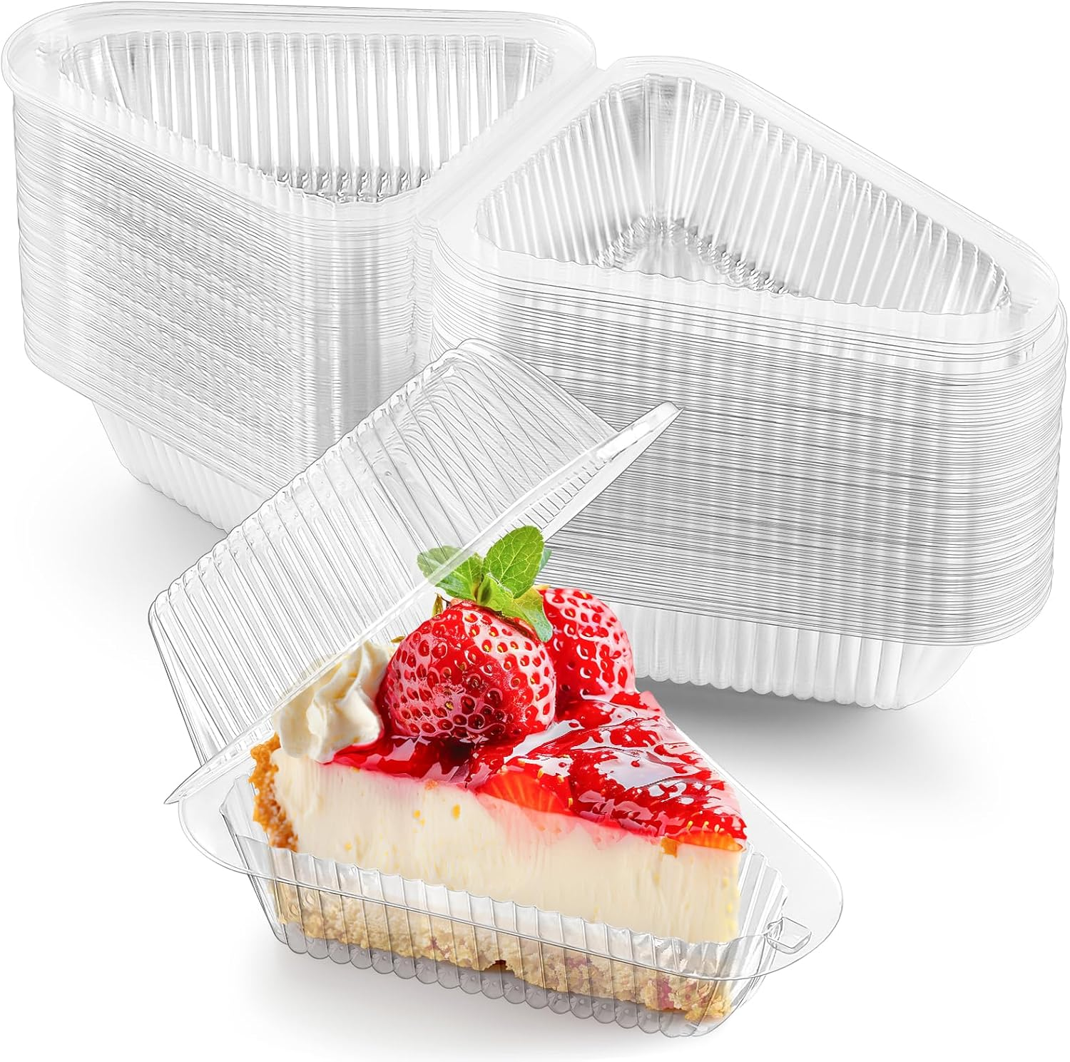 Zezzxu 100 Pack Triangle Cake Slice Containers To Go Dessert Boxes