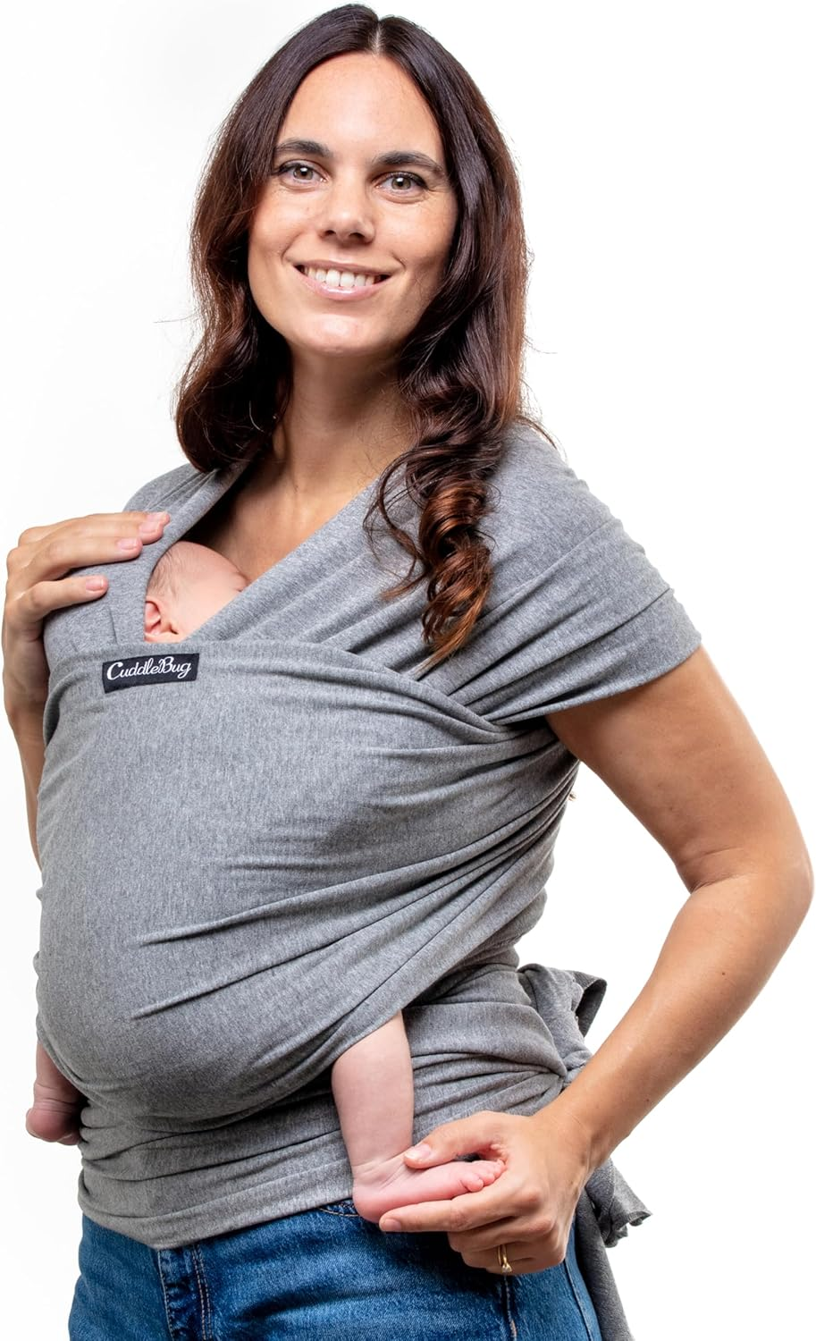 Fascia Porta Bebé Neonato E Bimbi Fino a 16 Kg – Fascia Neonato per Trasporto a Mani Libere – Marsupio Bambino a Fascia – Ideale Come Regalo Nascita E Baby Shower (Grigio/Grey)