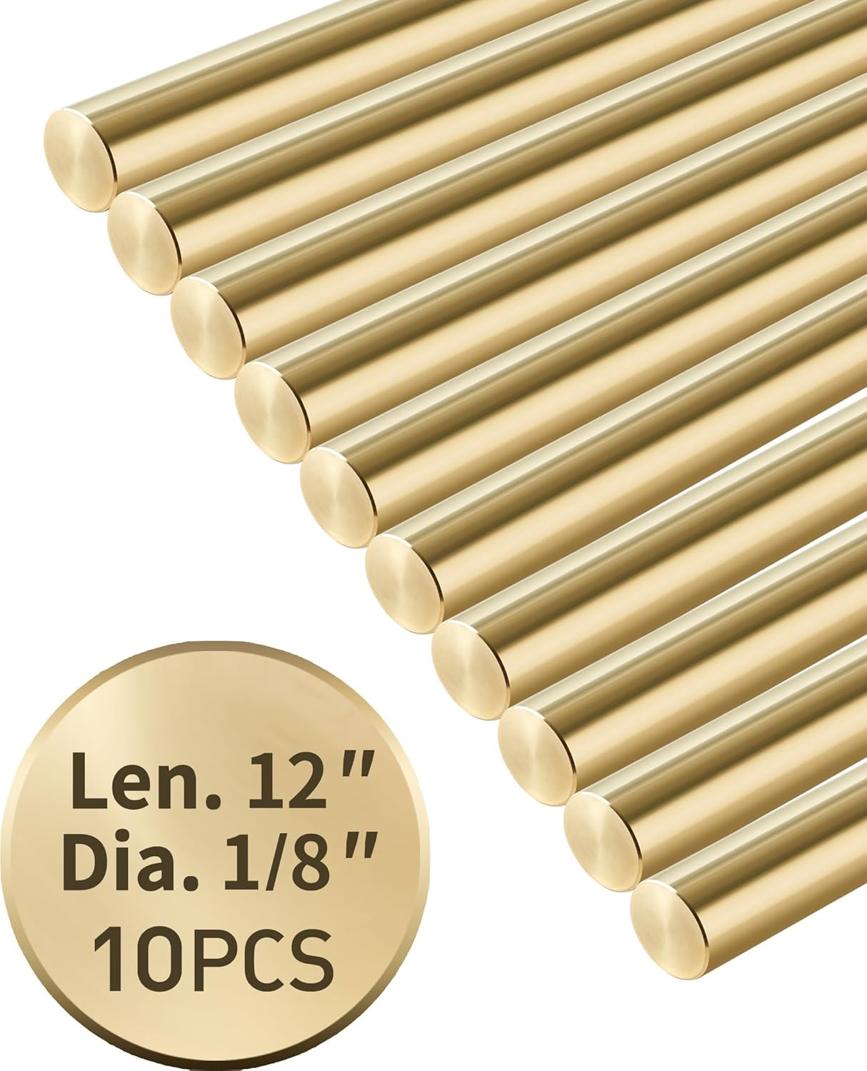 1/8 Inch Brass Rods 1/8 X 12 In, 10 Pcs for Knife Making Knife Handles Pins Stock Knife Scale Solid round Brass Rod Dowel Rivet Gunsmithing Crafts Modeling Hobby