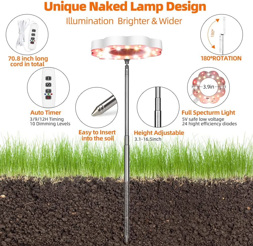CANAGROW Full Spectrum Small Desk Plant Light - 6500K White Gooseneck Growing... - Picture 3 of 14