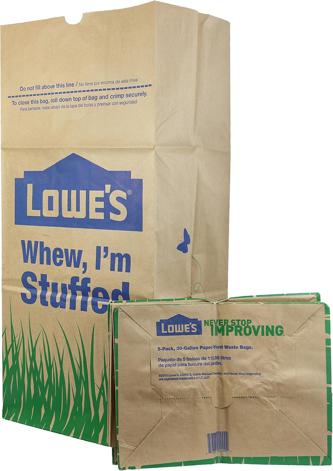30 Gallon Heavy Duty Brown Paper Lawn and Refuse Bags for Home and Garden (10 Count), Large (LL)