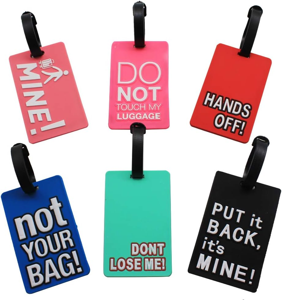 Funny Luggage Tags Set of 6 Colorful Unique Baggage Bag Tags Suitcase Identify Labels for Women Men