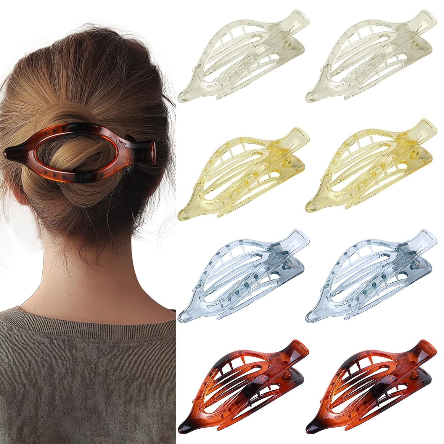 8 Pack Clear Flat Hair Clips – Matte Claw Clips for Women & Girls, Fresh Aesthetic Hair Accessories, Strong Hold No-Slip Barrettes for Summer & Everyday Styling