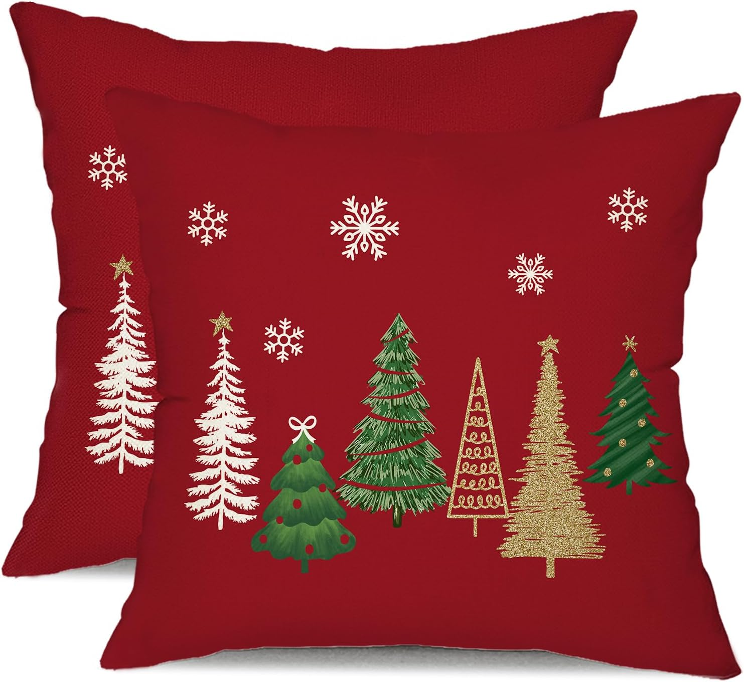 DFXSZ Christmas Pillow Covers 16X16 Inch Set of 2 Christmas Tree Decorative Red Throw Pillows Winter Christmas Decor for Home Couch TH-50A16