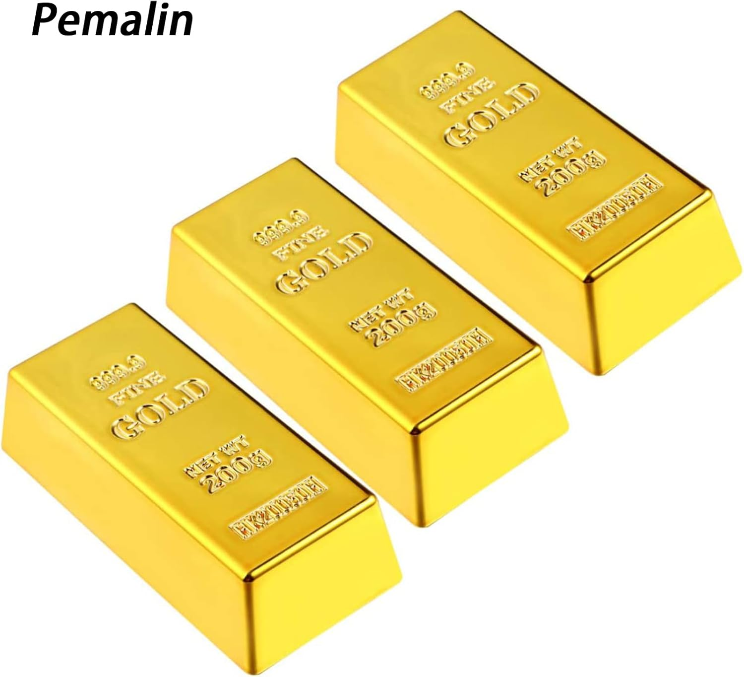 3pcs Simulated Treasure Fake Plastic Golden Brick Bullion, Gold Bar Paperweig... - Picture 4 of 15