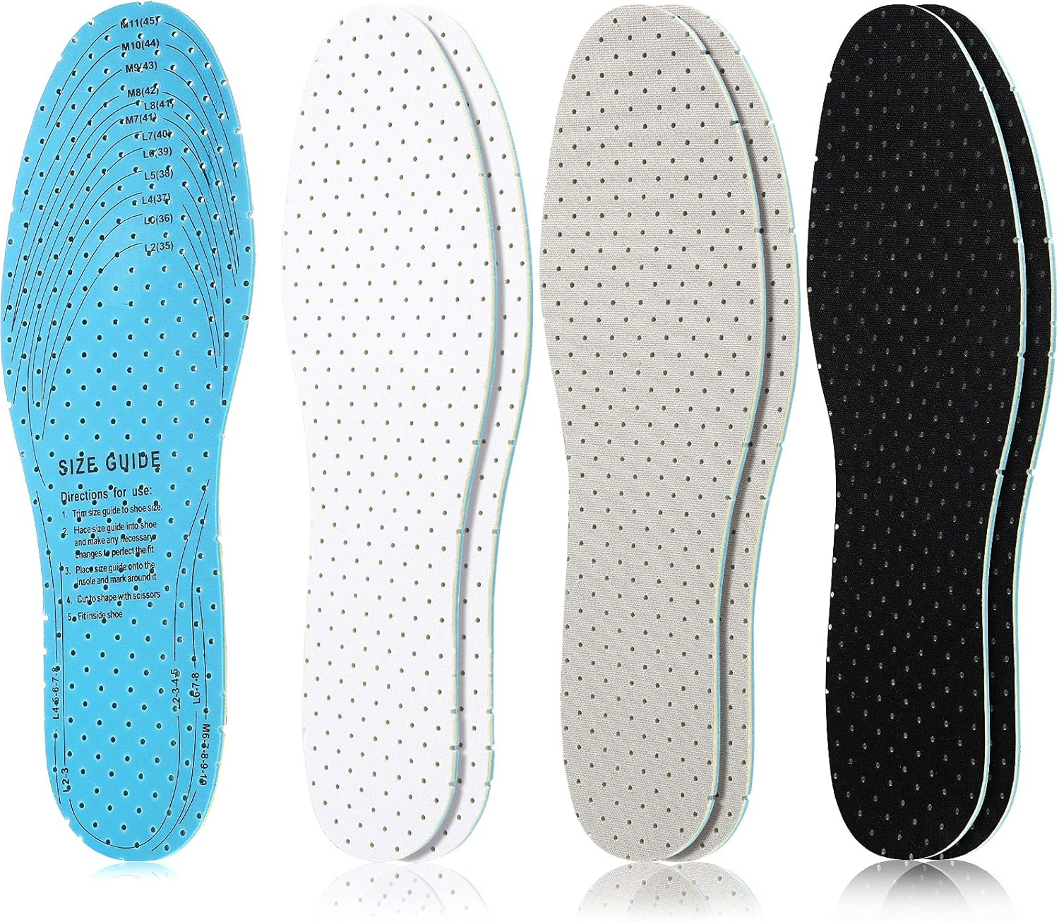 3 Pairs Breathable Insoles – Ultra-Soft Cushioning, Perforated Latex Foam Insert