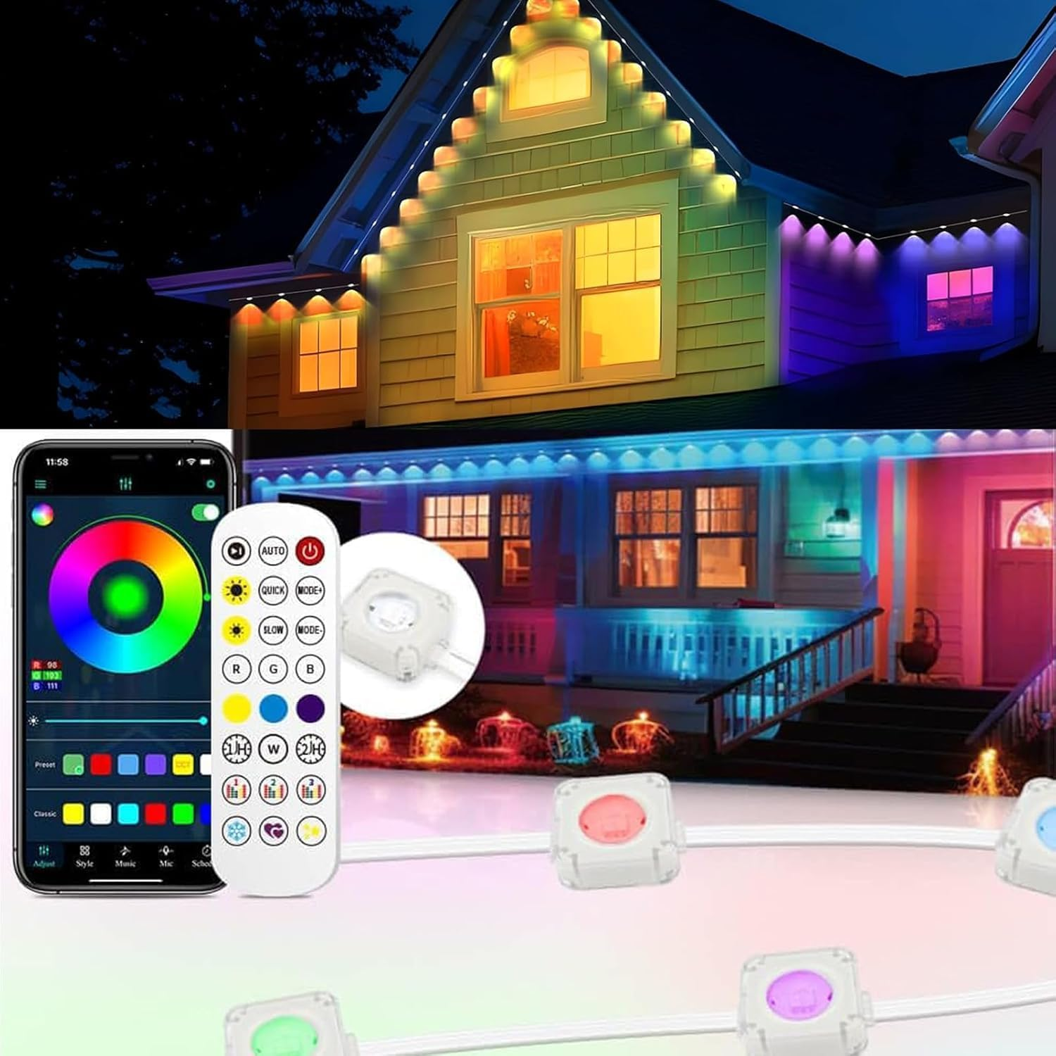 TONGLIN Permanent Lights Outdoor, 15 Meter Smart RGB Outdoor Lights with 30 L... - Picture 1 of 1