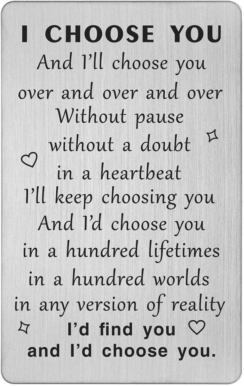 TANWIH I Choose You Wallet Card Gift, Groom Gifts from Bride on Wedding Day, ...