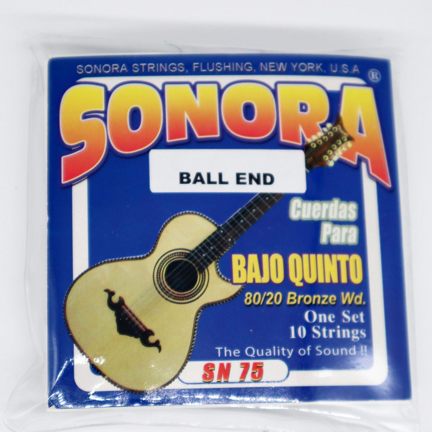 Made in USA,  Strings SN75 H Bajo Quinto 80/20 Bronze Wound Ball End, the Quality of Sound