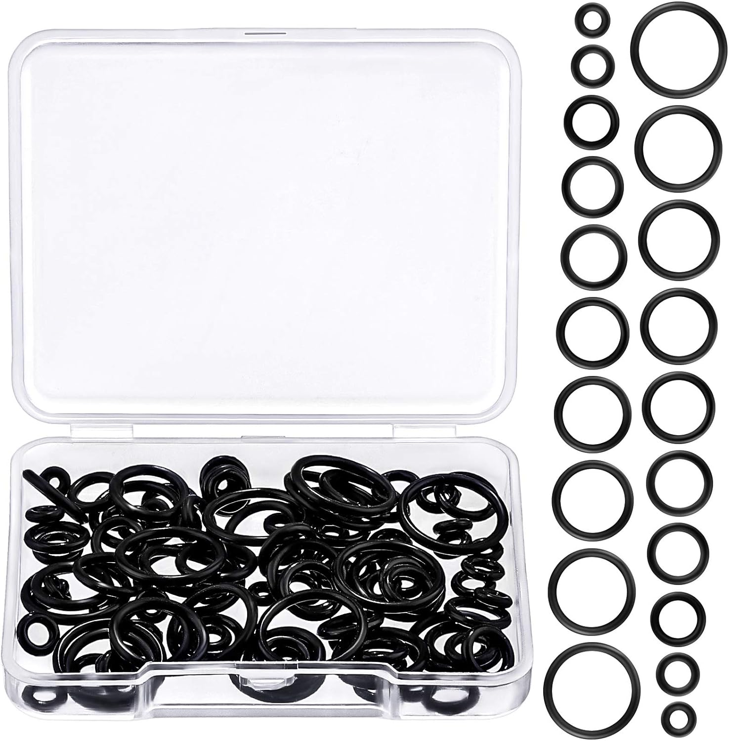 100 Piece Black Silicone O-Ring Replacement for Ear Piercing Gauge Kit 00G-14G