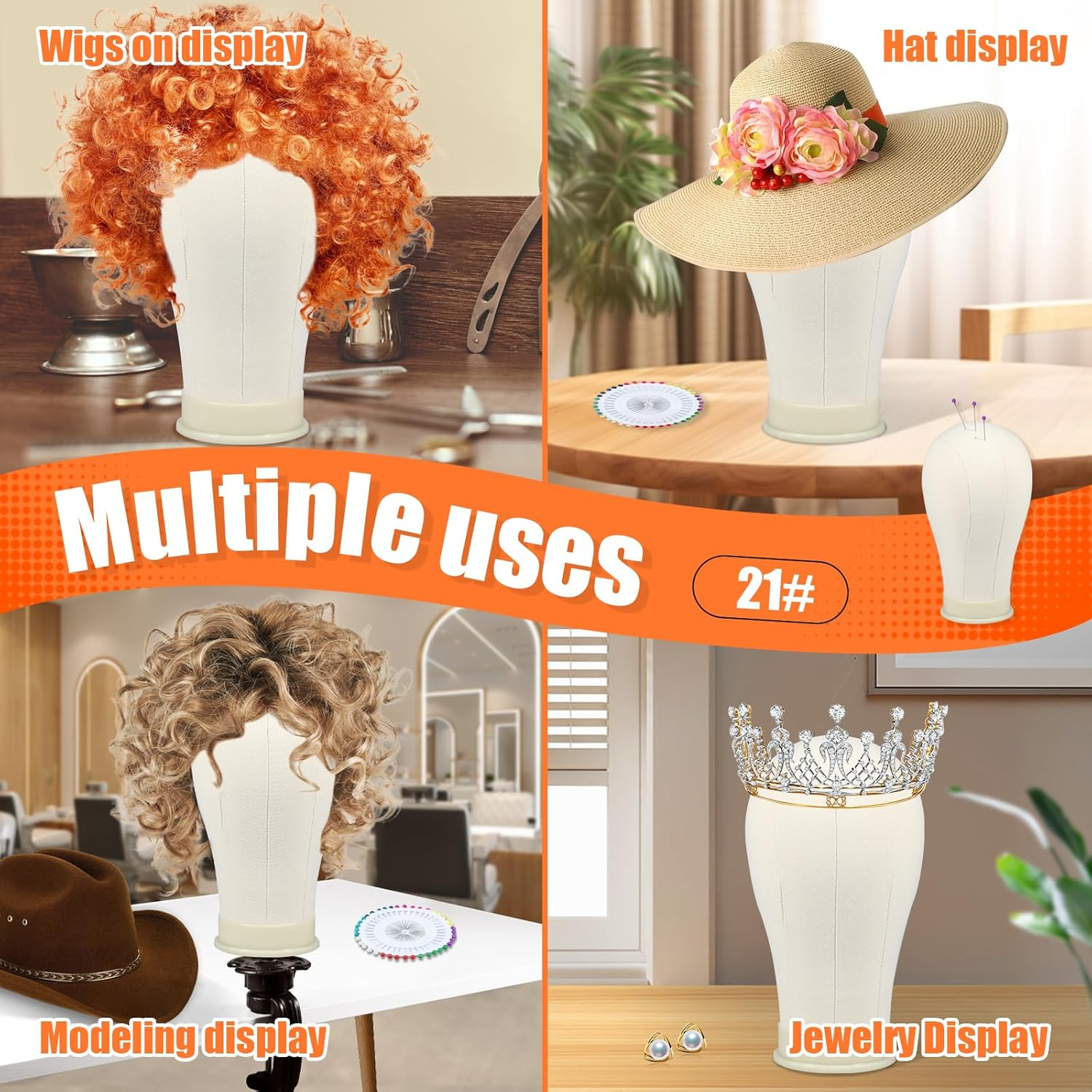 Enduring Head Wig for Styling, Canvas Block Wig Head, Mannequin Head for Wigs... - Picture 8 of 13