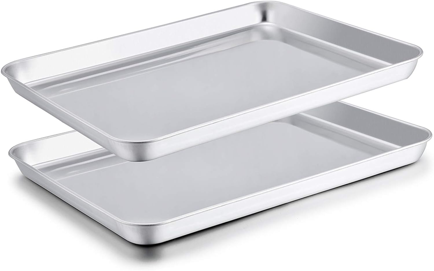 Baking Sheet Set of 2, Baking Pans Tray Cookie Sheet Stainless Steel, Non Toxic & Healthy, Mirror Finish & Rust Free, Easy Clean & Dishwasher Safe