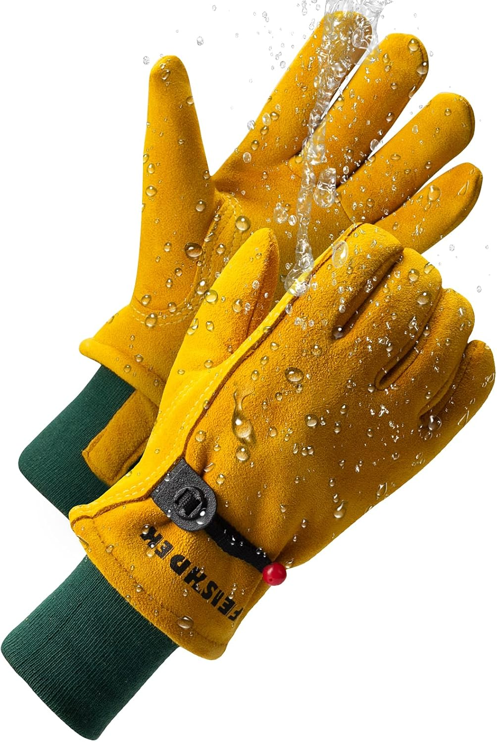 Kids Leather Gardening Work Gloves, Safety Gloves, Reflective Breathable Design, for Children Gardening& Outdoor Activities (Small, Yellow Waterproof)