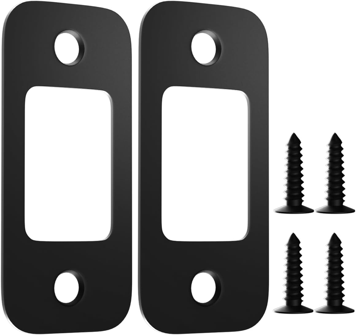 2 Placas De Cerrojo Para Puerta Contraplaca 1 X 2 1/4 Pulg Negro Mate Seguridad