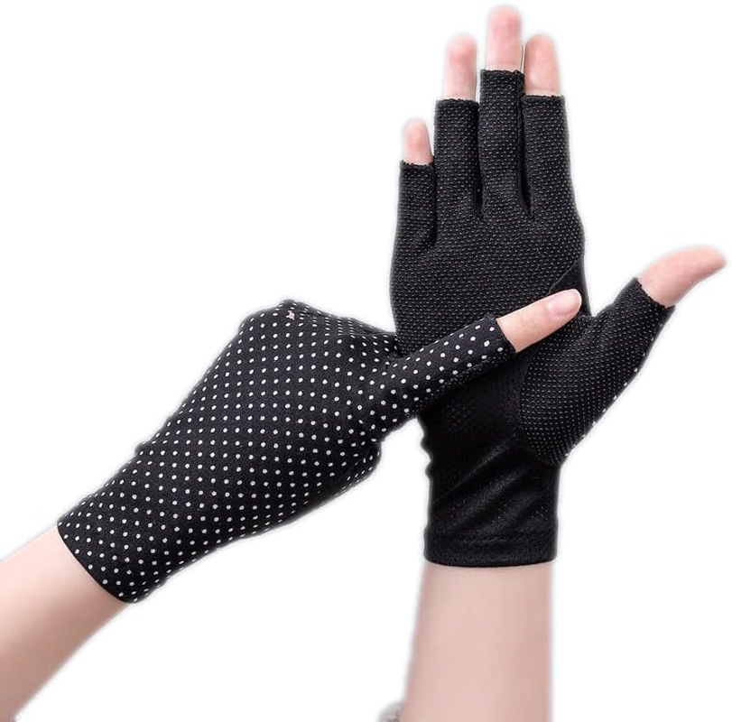 Women Sunblock-Fingerless Gloves UV-Sun-Protection Driving Non-Slip Outdoor Gloves for Women Girls