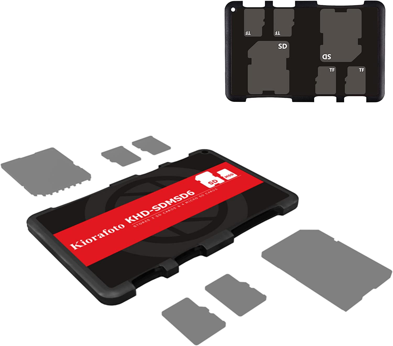KHD-SDMSD6 Easy Carry 4+2 Slots Slim Credit Card Size Lightweight Portable SD TF MSD Memory Card Case Storage Keeper Holder for 4 SD SDHC SDXC + 2 TF MSD Microsd Microsdhc Microsdxc Cards
