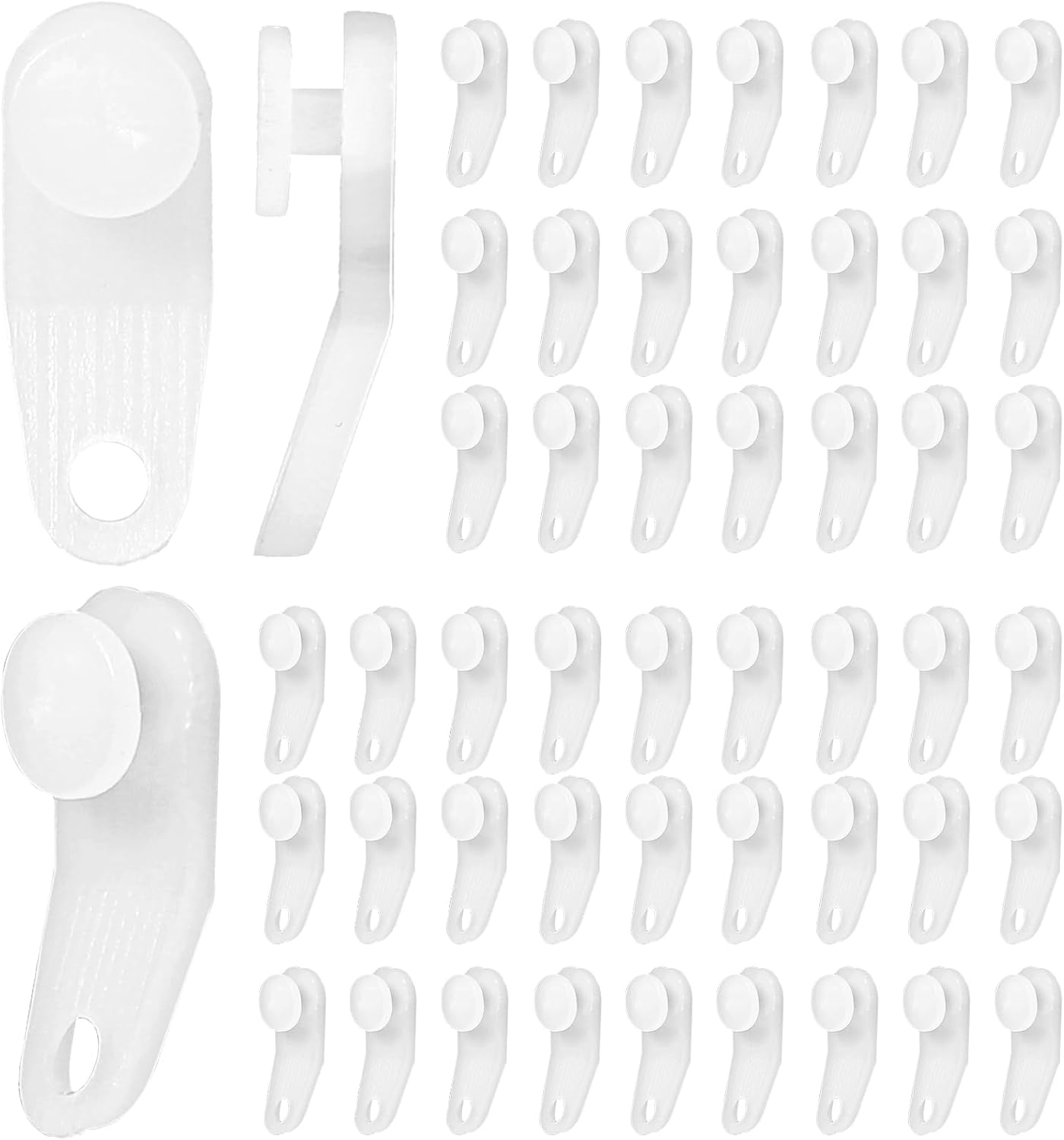 50 Pcs Plastic Curtain Hooks Curtain Roller Curtain Track Gliders White Traverse
