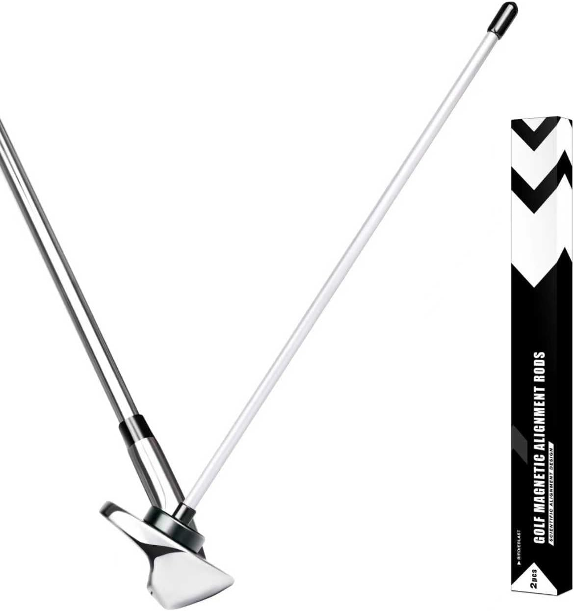 2 Pack Professional Golf Magnetic Alignment Rods, Premium Alignment Golf Stick Ideal for Aiming, Magnetic Swing Training Aid Accessories for Putting and Swing Practice