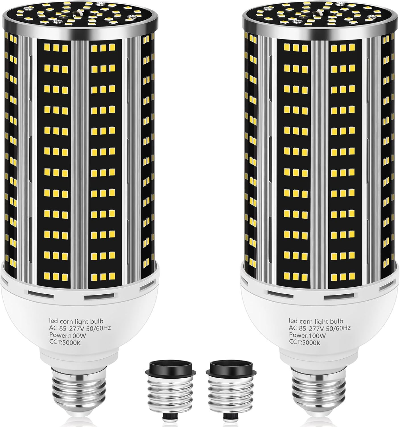 100W 2 Pack LED Corn Light Bulb,(1000W Equivalent )Commercial Grade Daylight 5000K E26/E39 14200LM Medium Mogul Base LED Lamp,Large Area Lights for Outdoor Indoor Garage Warehouse Factory Bay Light
