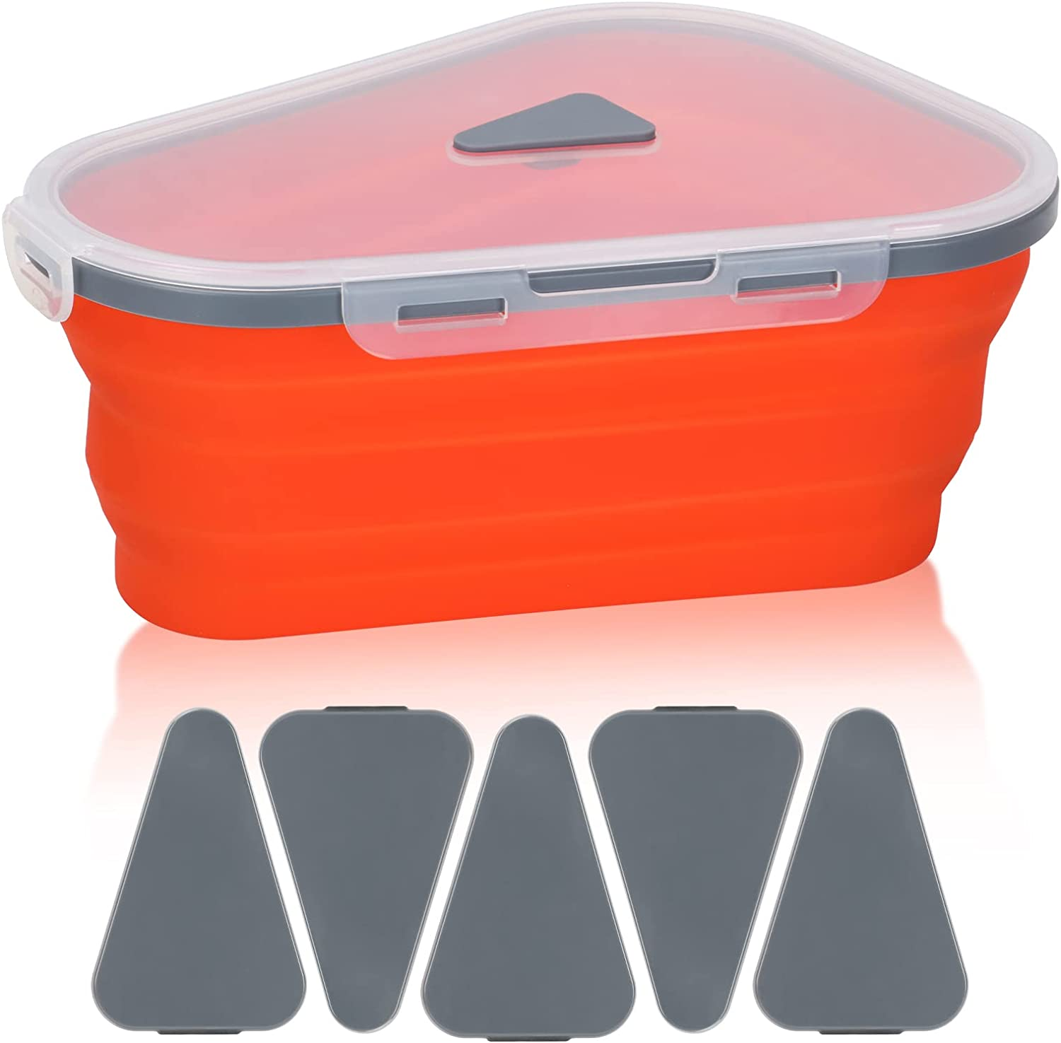UNAOIWN Pizza Storage Container with 5 Serving Trays, Reusable Expandable Sil... - Picture 9 of 10