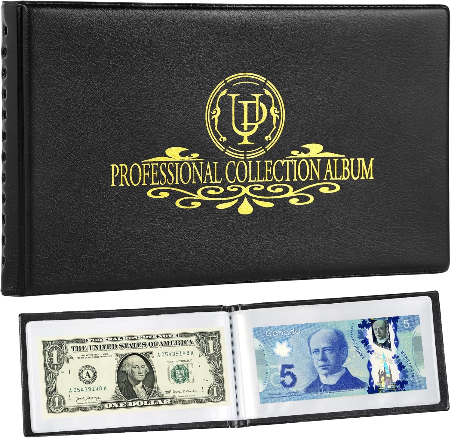 40 Pockets Banknote Currency Collecting Album - 20 Sheets Clear Dollar Bill 