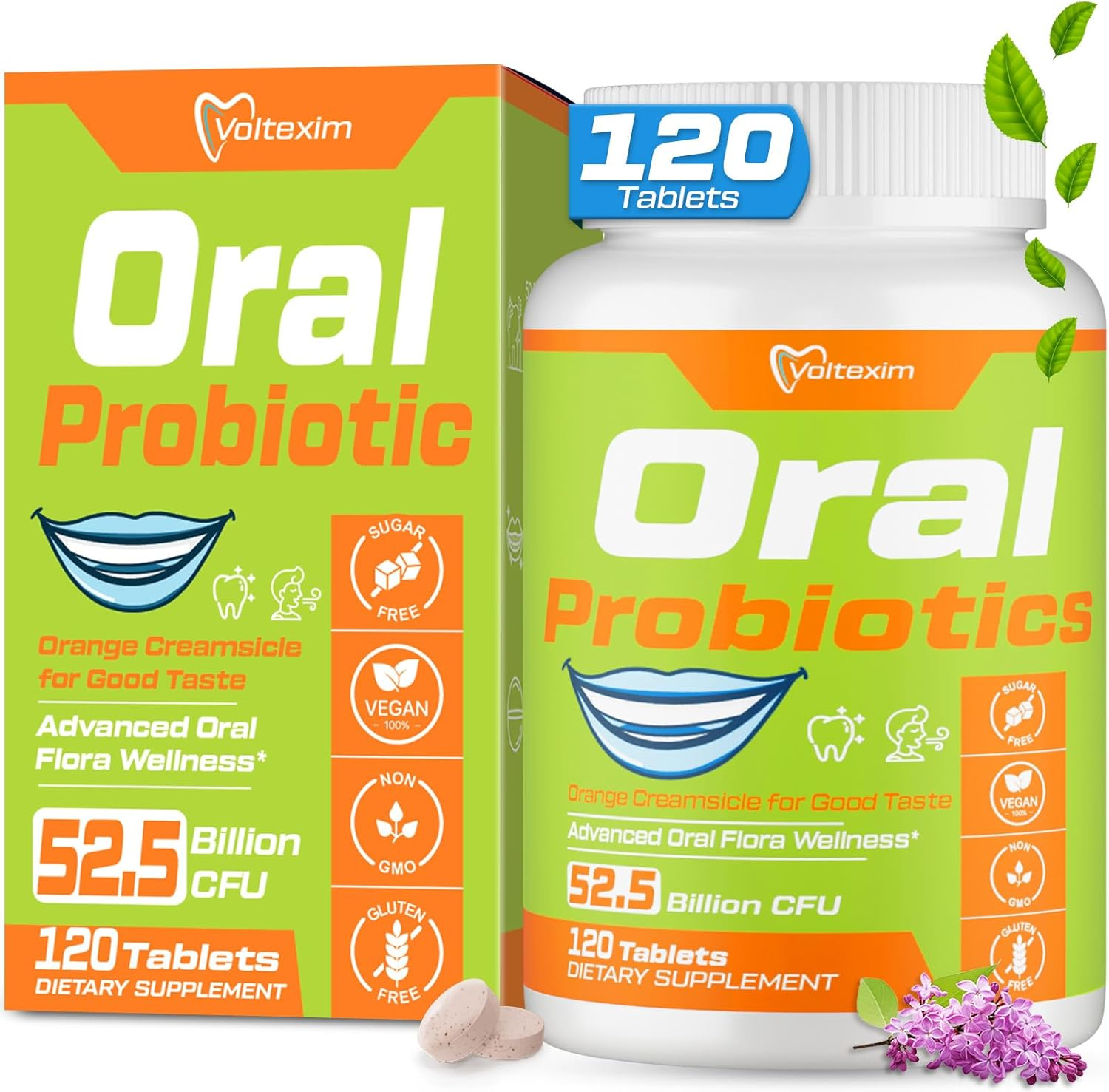 Oral Probiotics for Mouth Bad Breath Treatment for Adults, 50 Billion CFU, 19-In-1 Advanced Dental Probiotic for Teeth & Gum Restore, Fresh Breath, Dry Mouth, Gut & Overall Health - 120 Tablets