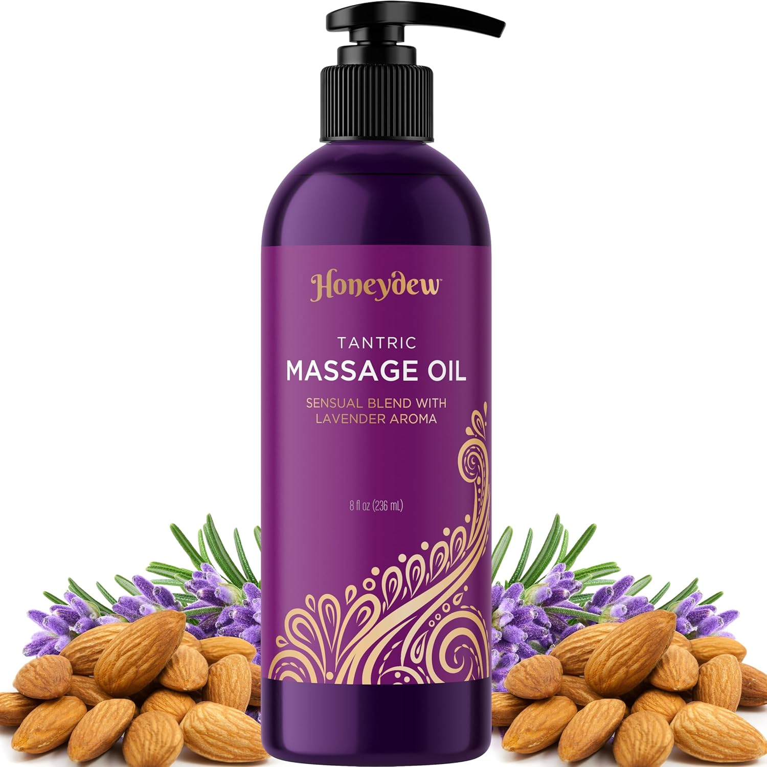 Lavender Massage Oil for Couples Relaxation - Non Greasy Non Staining Irresistibly Silky Full Body Massage Oil for Massage Therapy with Lavender Essential Oil - Therapeutic Grade Non GMO and Vegan