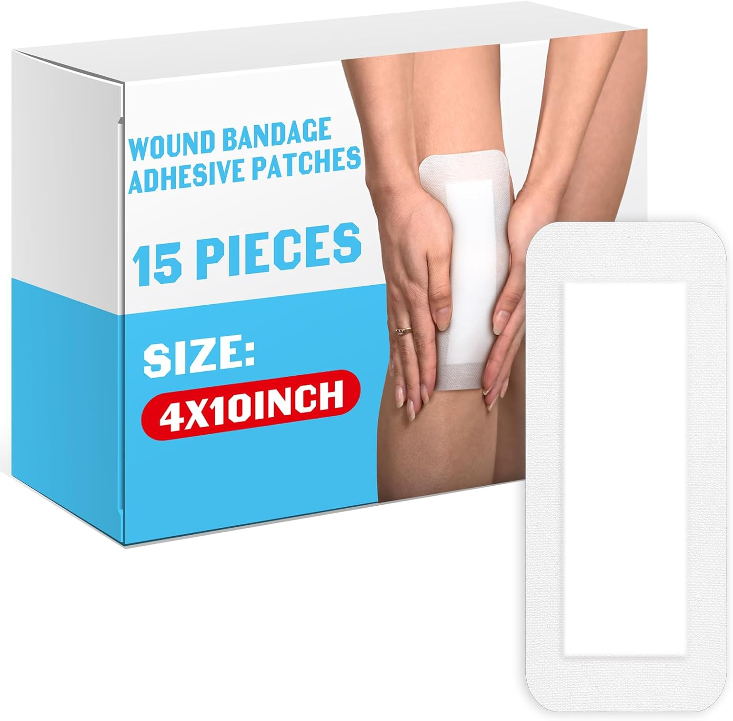 15 Pieces Bordered Gauze-Island Dressing 4 X 10 Inch Wound Bandage Adhesive Patc