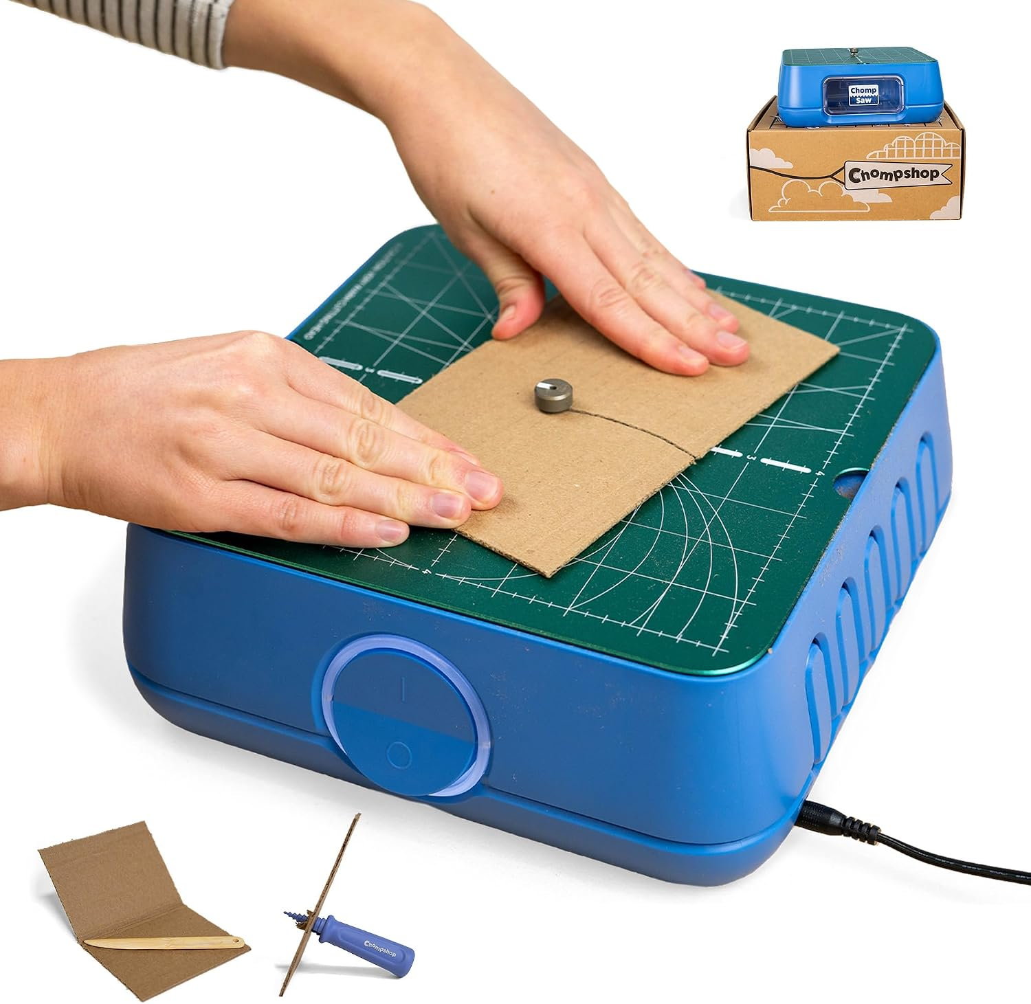 Chompshop Chompsaw Cardboard Cutter, Kid-Friendly Power Tool, Ages 3+