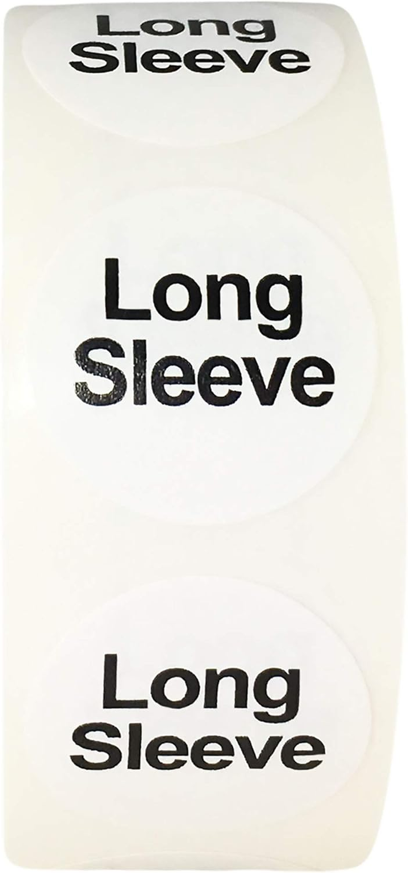 White Circle Long Sleeve Clothing Size Stickers for Retail Apparel 3/4