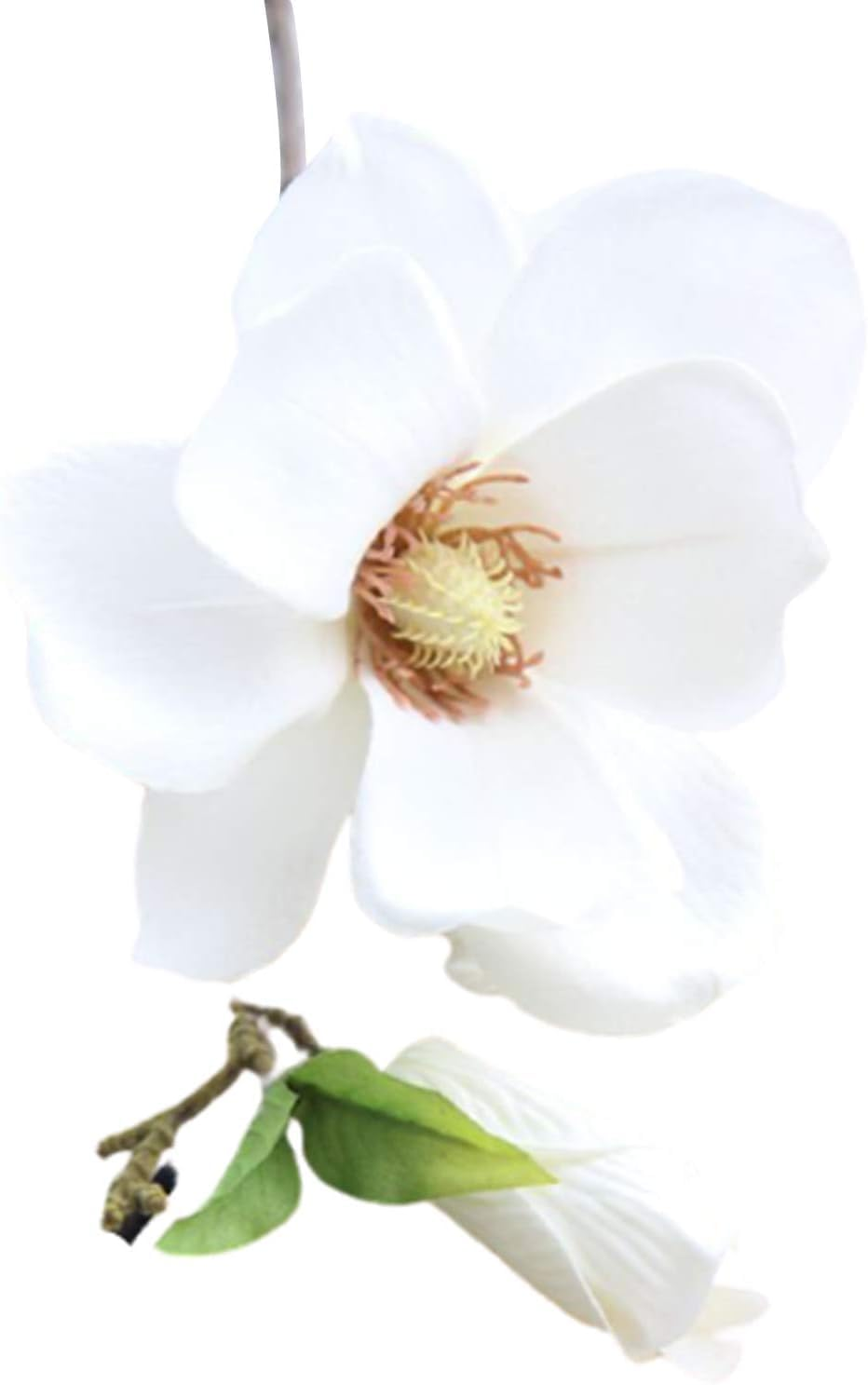 White Artificial Magnolia Fake Silk Flower Single Floral Home Decor Living Room Bedroom Garden Party Wedding Decoration in Pots Vase for Desk Table, Artificial Flowers, Home Décor Products