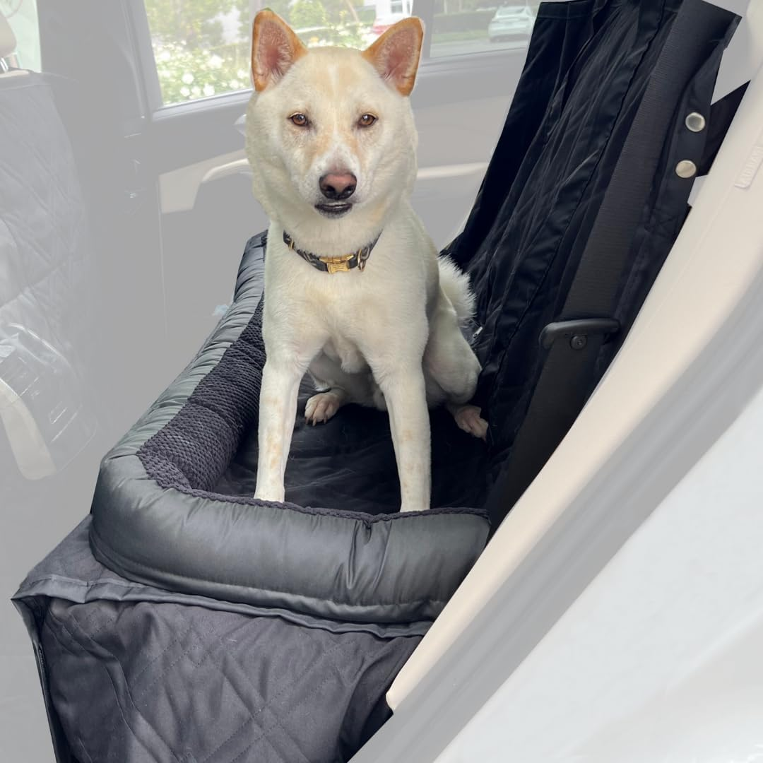 Deluxe Quilted Padded Dog Car Seat Cover Non-Slip Back Best for Car Truck and SUV - Travel with Your Pet - 3 Sizes and Colors (Black, Grey, Taupe) (Black, 56"W X 72L, Petguard, Bed Style, Bench Only)
