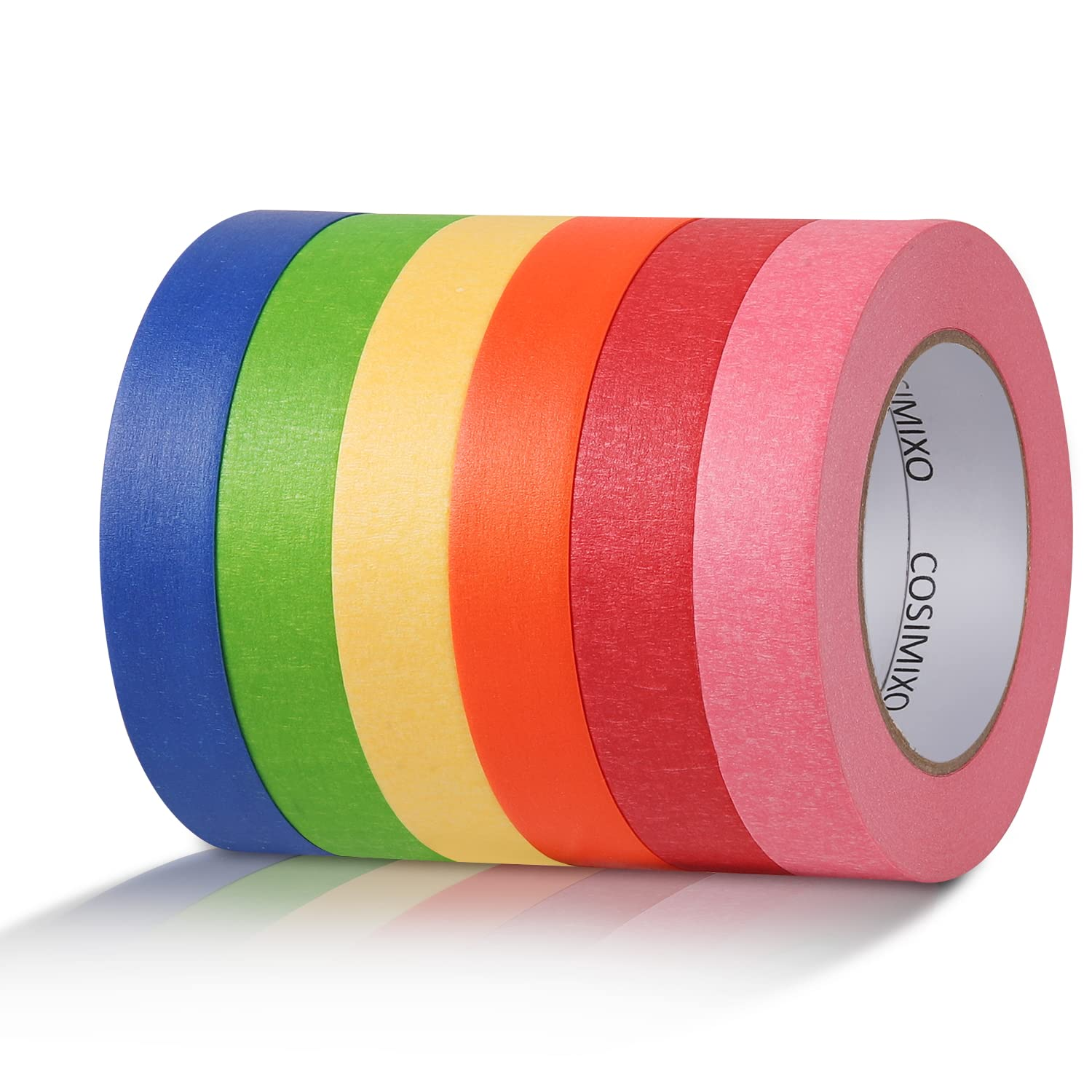 6-Pack Colored Masking Tape 0.94 Inch X 60Yds of Colorful Craft Tape – Vibrant Rainbow Color Teacher Tape, Great for Art, Lab, Labeling & Classroom Decorations