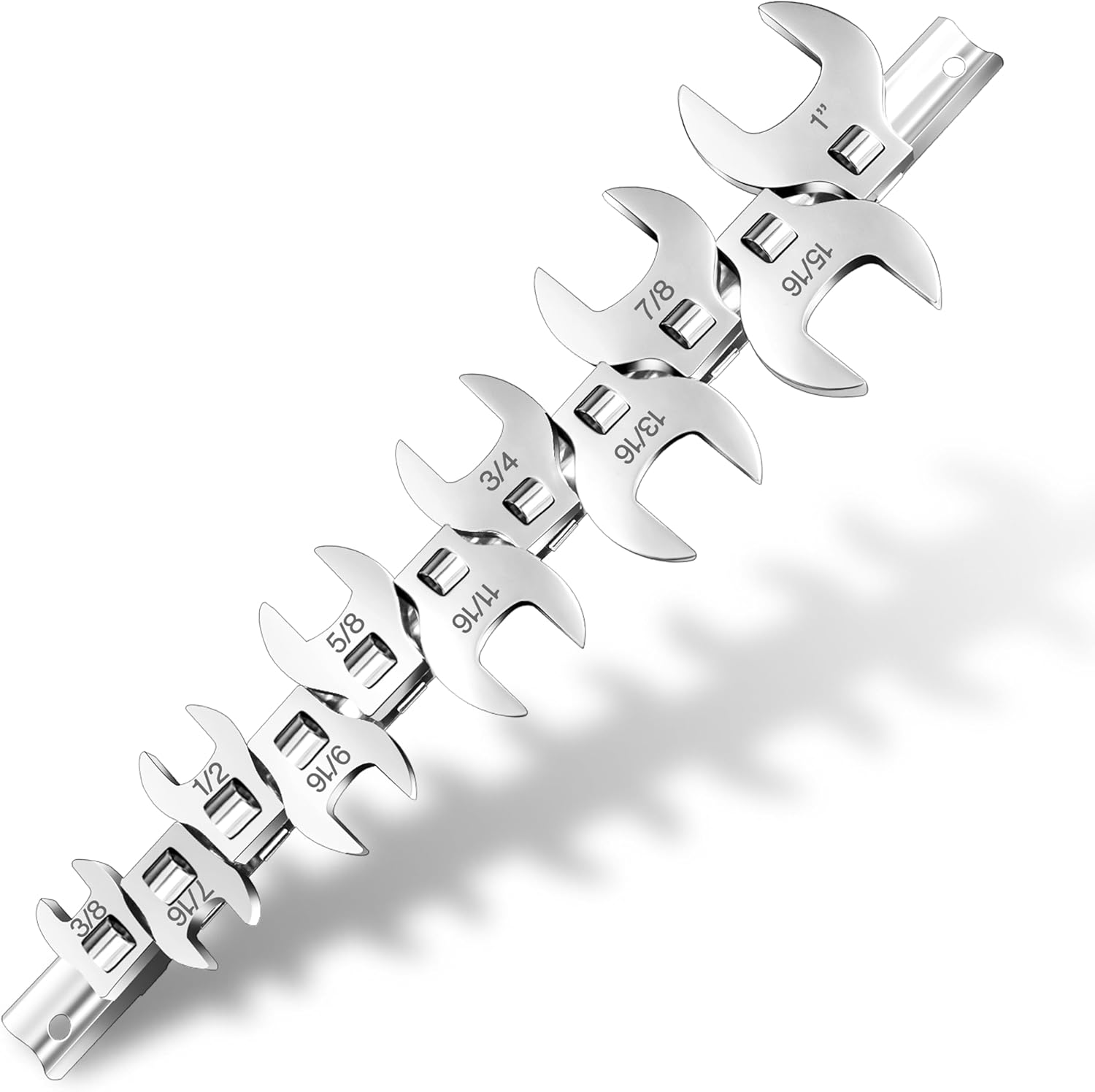 11-Piece Crows Foot Wrench Set, SAE Sizes from 3/8