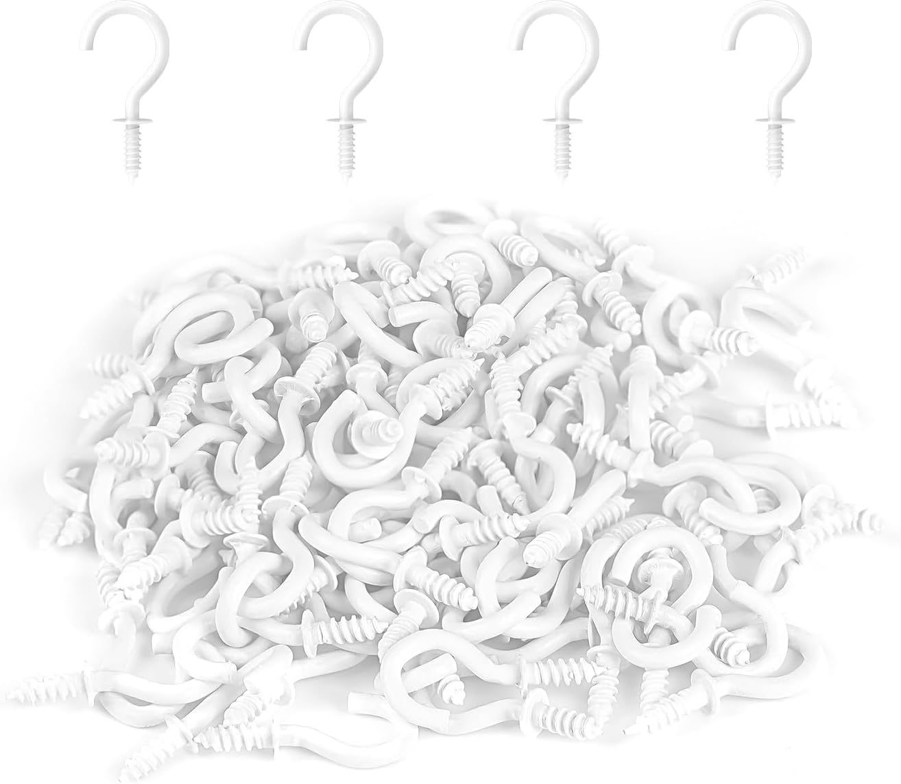 RELBRO 100 Pcs Small Screw Hooks, 1/2 Inch White Mini Screw in Jewelry Hooks Tiny Metal Screw Wood Ceiling Wall Hooks for Jewelries Crafts Keys Caps Plants String Lights Wreaths
