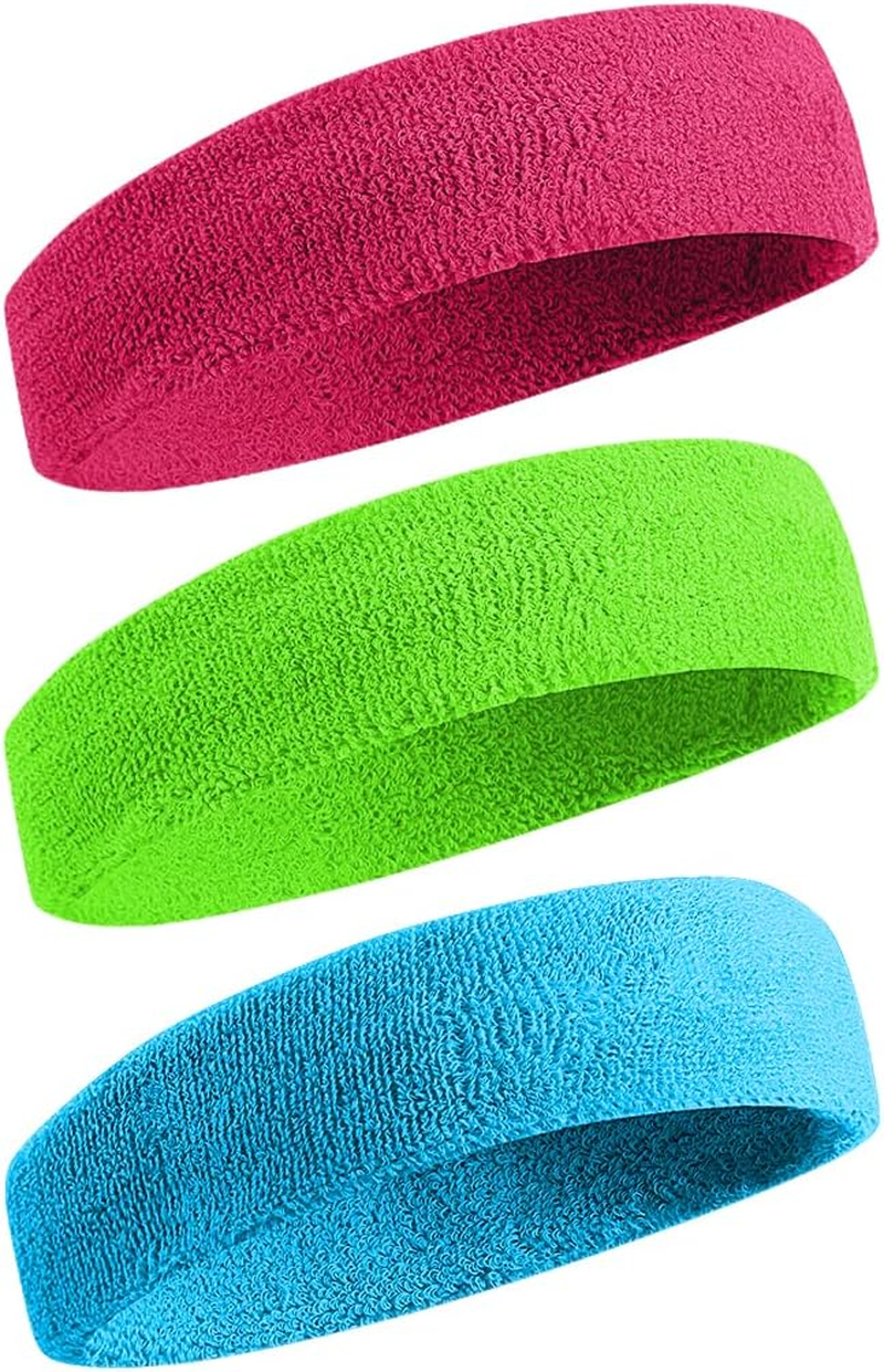 Sweatbands Sports Headband for Men & Women - Moisture Wicking Athletic Cotton Terry Cloth Sweatband for Tennis, Basketball, Running, Gym, Working Out