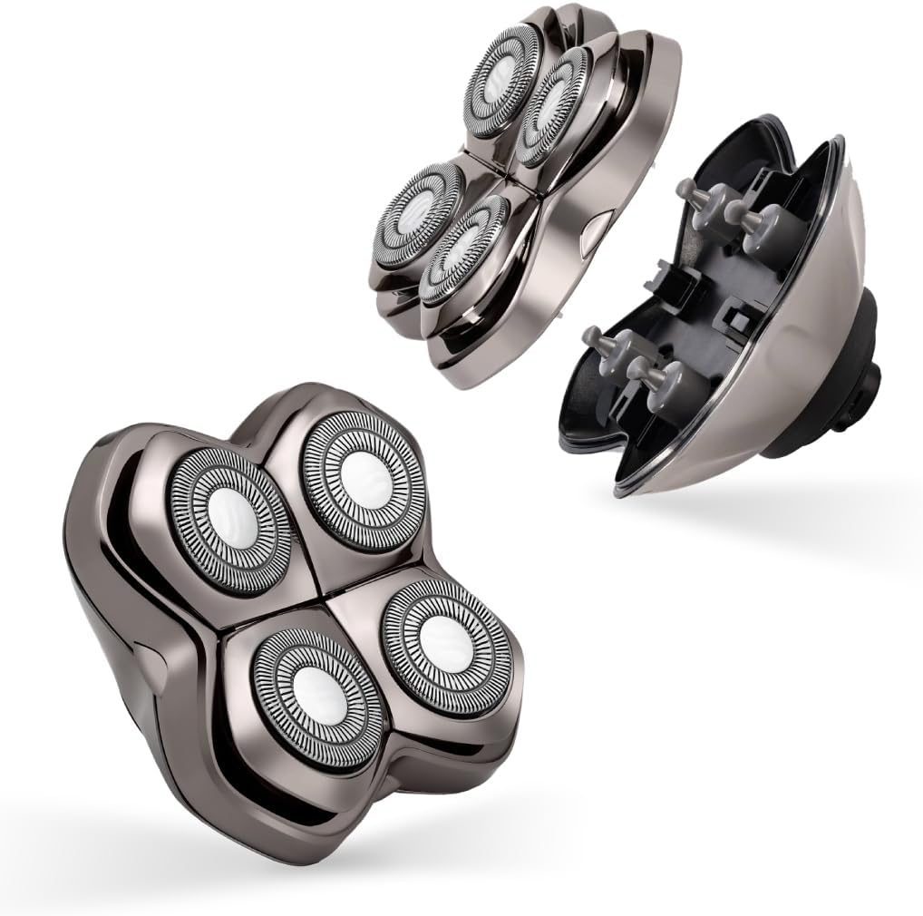 Skull Shaver Carver PRO 4 Head Replacement Blade - Shaver Blade for Wet & Dry Shaving - Rotary Heads Design - Japanese Stainless Steel - Compatible with Pitbull, Palm & Butterfly Kiss Shavers