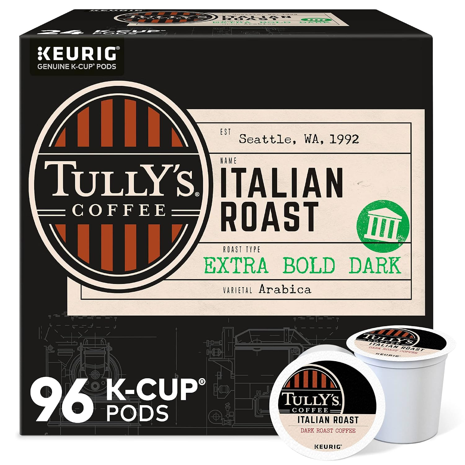 Coffee Italian Roast Keurig Single-Serve K-Cup Pods, Dark Roast Coffee, 96 Count