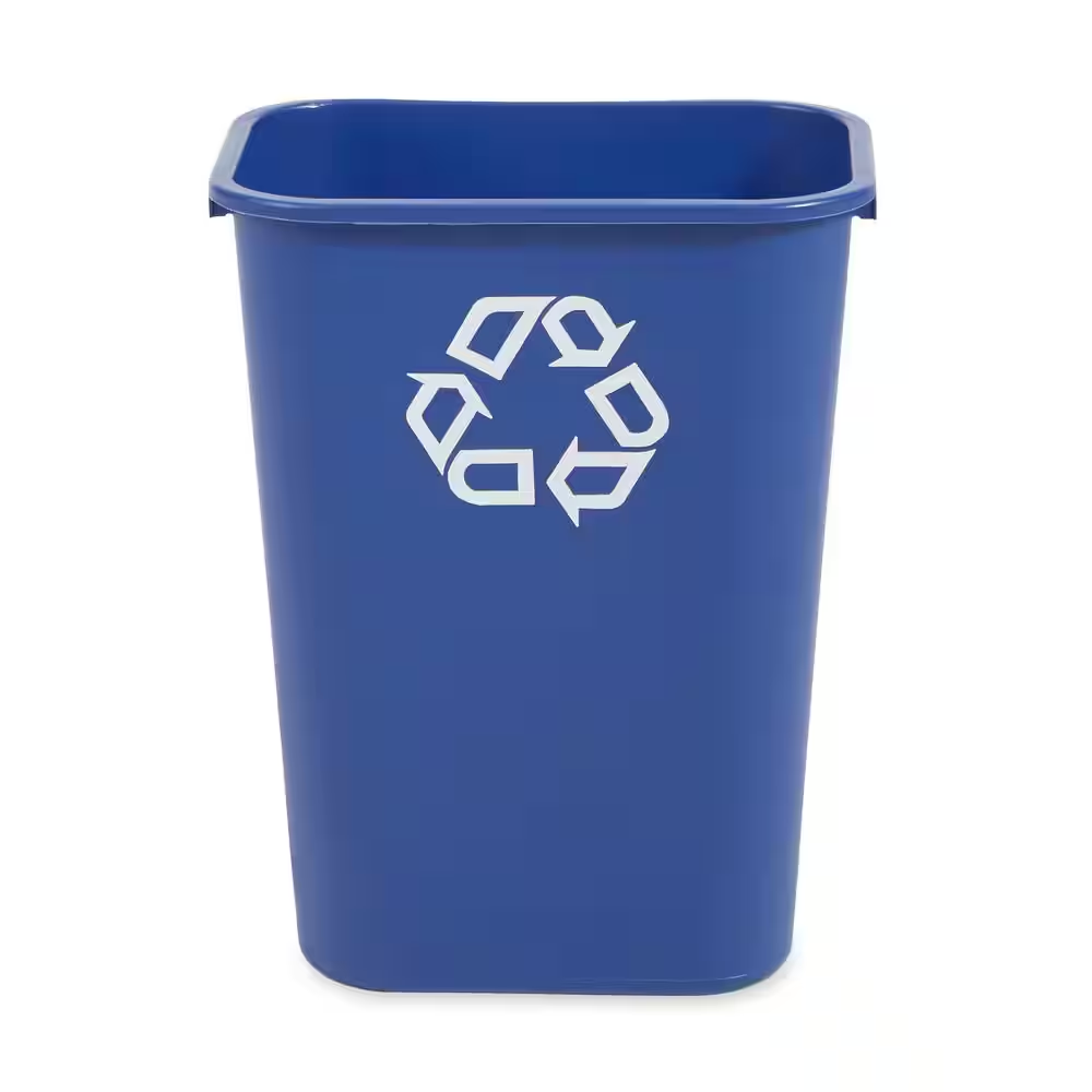 10.38 Gal. Blue Plastic Indoor Recycling Bin for Offices/Warehouses/Commercial Environments
