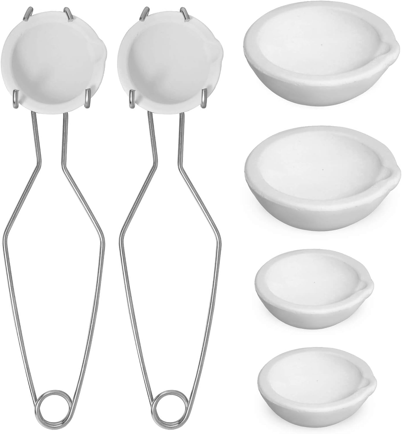 -8 Pcs Crucibles for Melting Metal Kit, 4 Ceramic Quartz Crucibles ..