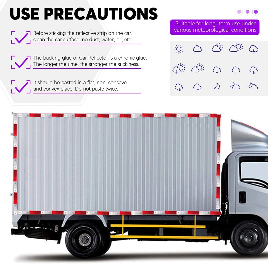 Swpeet 20Pcs Universal Red + White Plastic Rectangular Stick-on Car Reflector... - Picture 7 of 15