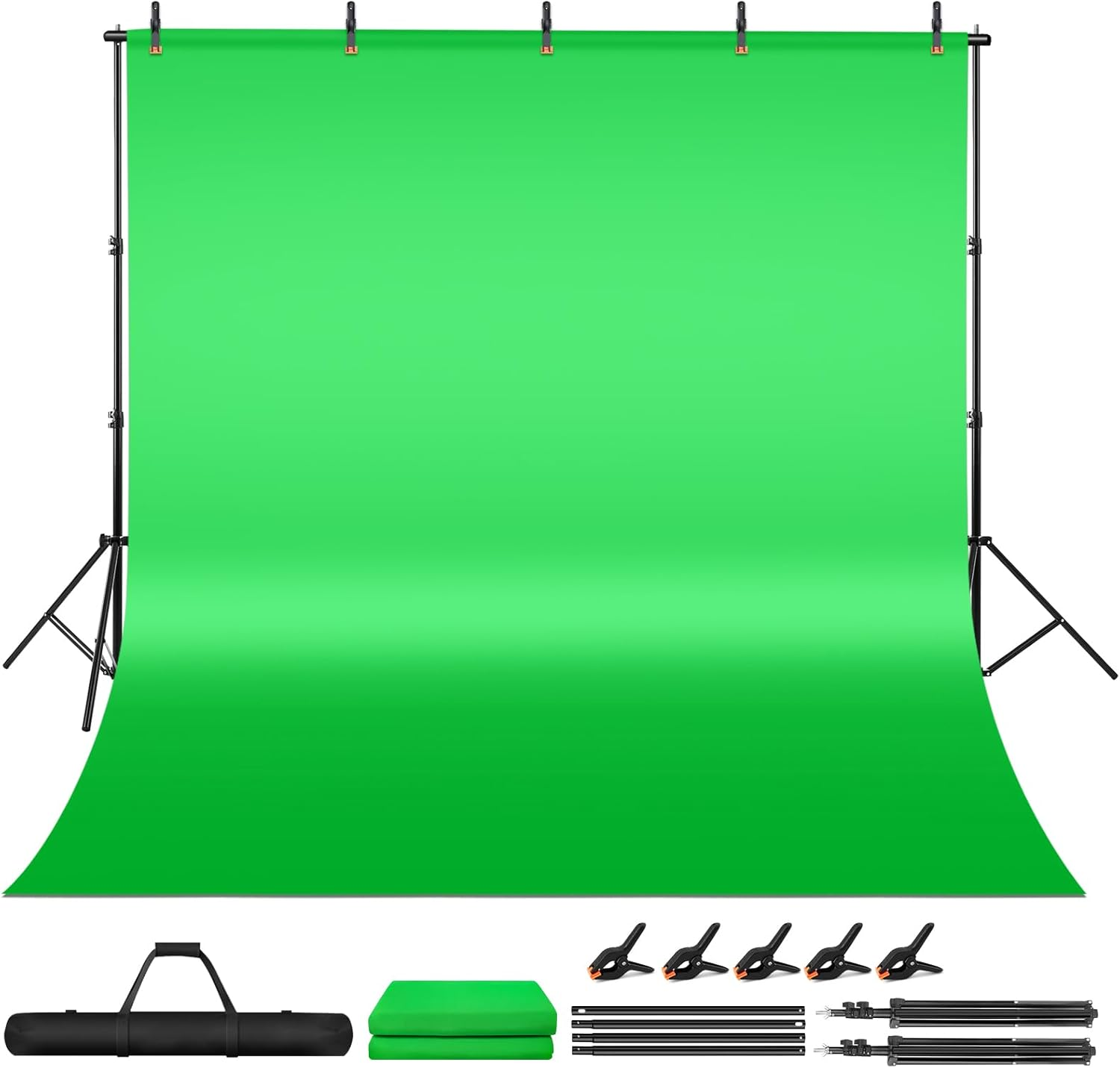 Kit de fondo de pantalla verde, fondo de pantalla verde portátil de 6,5 x 10 pies con soporte