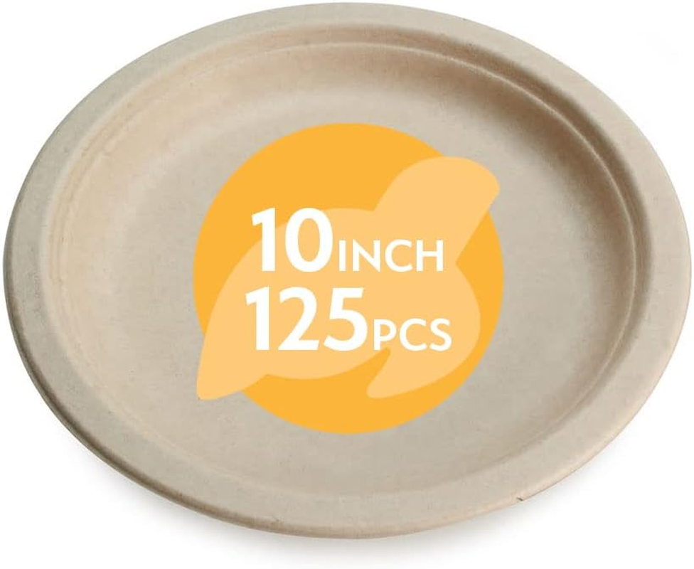 100% Compostable Disposable Paper Plates Bulk [10