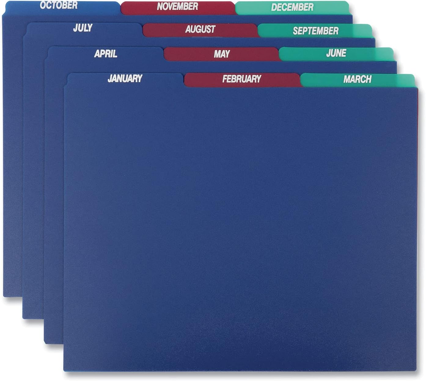 40144 Top Tab File Guides, Monthly/Jan-Dec, 1/3 Tab, Polypropylene, Letter (Set of 12)