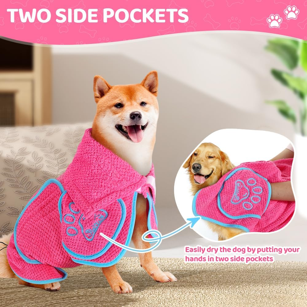 AUTOWT Dog Drying Coat, Microfibre Pet Bathrobe Towel, Absorbent Quick-Drying... - Picture 4 of 18