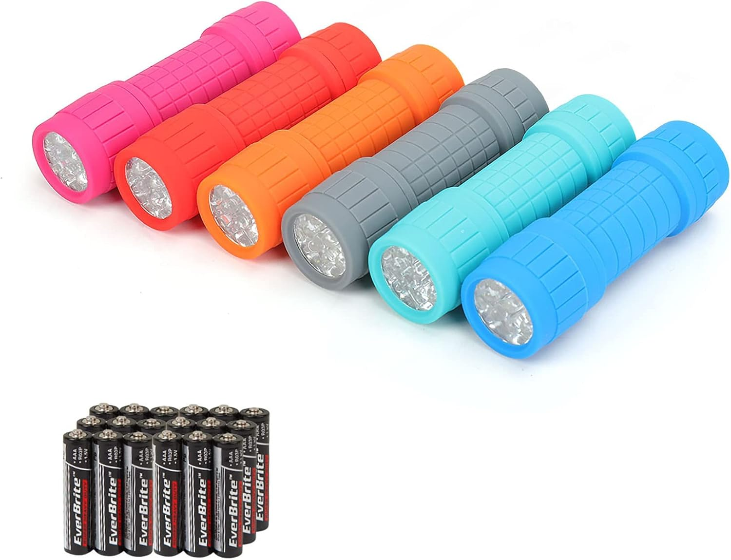 6-Pack Mini 9-LED Flashlight with Lanyard, Impact Handheld Torch Assorted Colors with 3AAA Battery Included (Hurricane Supplies, Camping), Gift to Halloween, Christmas