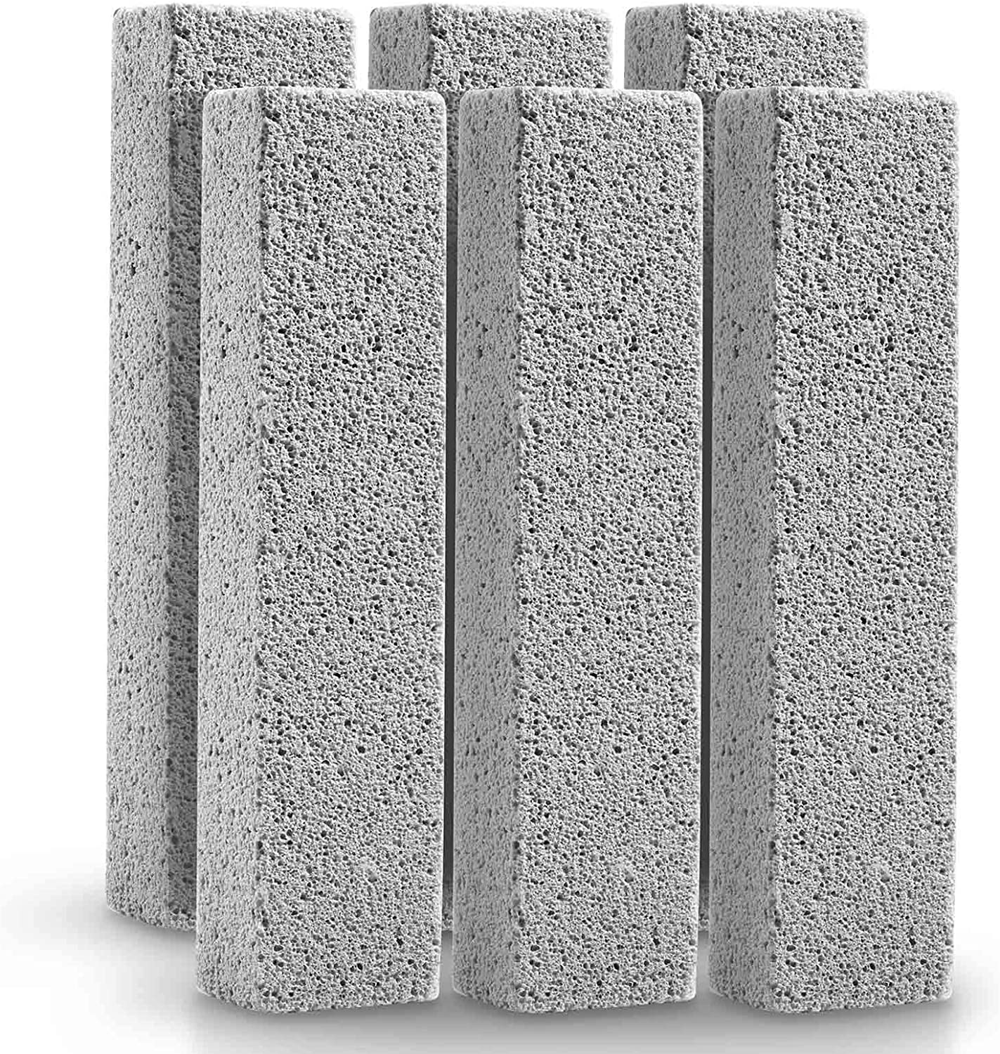6 Pack Pumice Stone for Toilet Bowl Cleaning, Scouring Stick Remove Toilet Bowl Hard Water Rings, Calcium Buildup and Rust Suitable for Cleaning Toilet, Bathroom, Kitchen Sink, Grill(Gray
